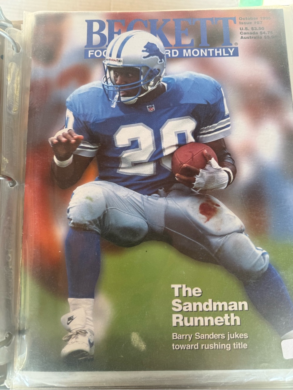 Football Card Monthly - Blue Cover Featuring Barry Sanders